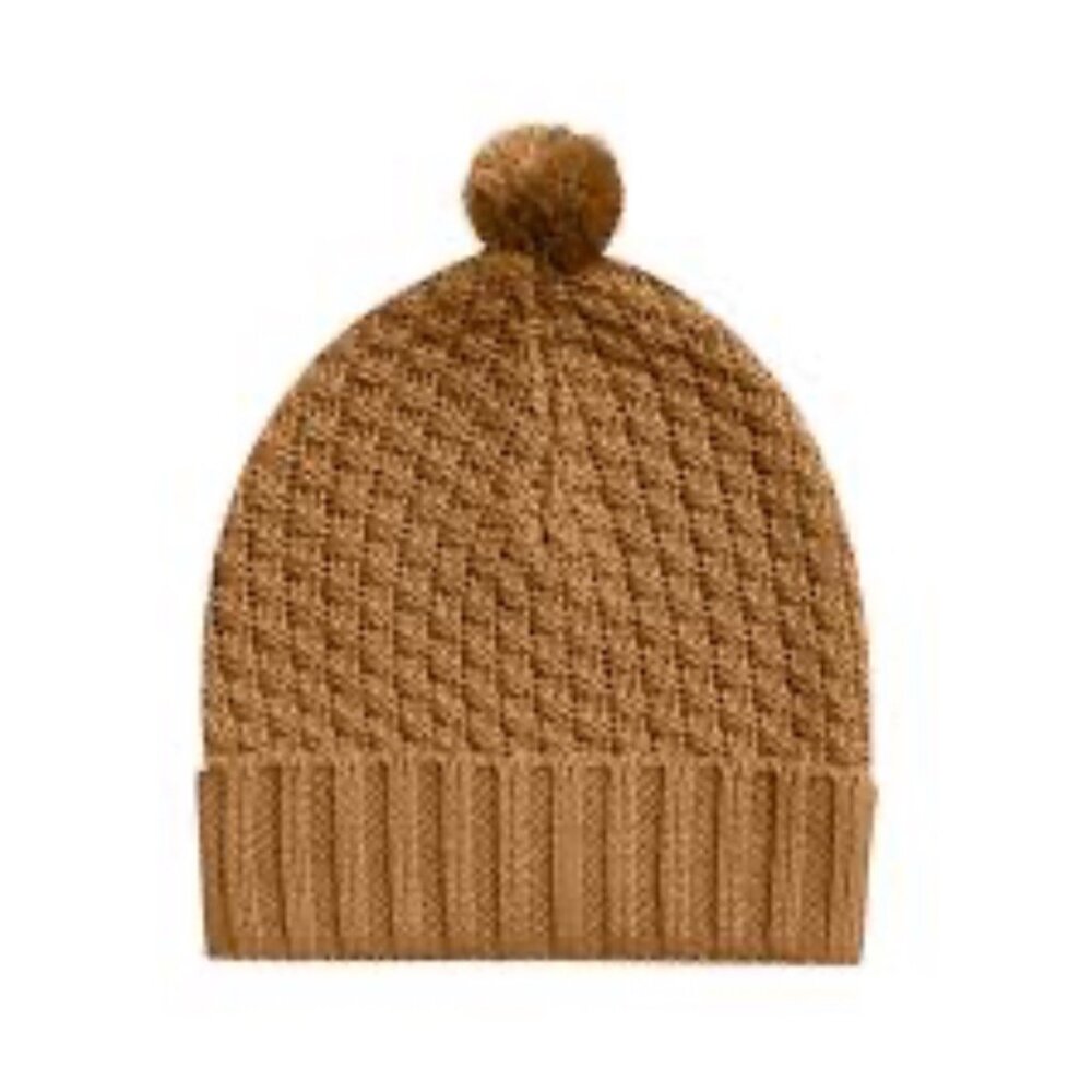 0-6M Quincy Mae Walnut Organic Knit Pom Beanie